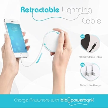 Bibicord Portable Wall Charger with Retractable Lightning Cable & 2500 mAh Battery (Provide 60% Coverage) 3-in-One Accessory Compatible iPhone 14/14 Pro Max/13/13 Pro Max/12/12 Pro
