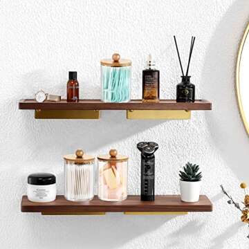 Amolliar Qtip Dispenser Apothecary Jars with Bamboo Lids - 12 oz Clear Plastic Vanity Makeup Organizer Storage Canister - Bathroom Accessories for Q-Tips, Cotton Swab, Cotton Ball, Floss (2)