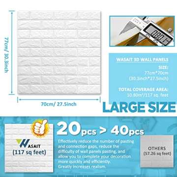 WASAIT Faux Brick 3D Wall Panels - Easy Stick & Peel