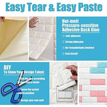 WASAIT Faux Brick 3D Wall Panels - Easy Stick & Peel