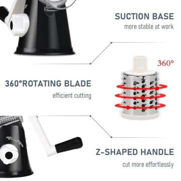 KEOUKE Rotary Cheese Grater - Safe & Efficient Kitchen Tool.
