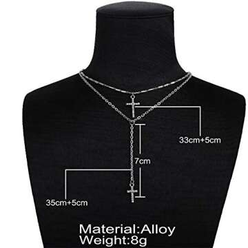 Aimimier Layered Choker Necklace Cross Necklace Rhinestone Cross Charm Pendant Necklace Bohemia Jewelry for Women(Silver)