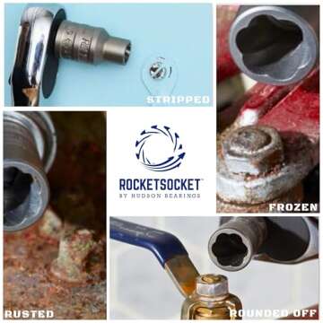 13 Piece Bolt Extractor Set | Made in USA Turbo Sockets for Stripped, Rounded, Frozen Bolts & Nuts | ⅜” Drive Impact Grade Lug Nut & Bolt Remover Kit | Nut Extractor Socket Set