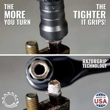 13 Piece Bolt Extractor Set | Made in USA Turbo Sockets for Stripped, Rounded, Frozen Bolts & Nuts | ⅜” Drive Impact Grade Lug Nut & Bolt Remover Kit | Nut Extractor Socket Set