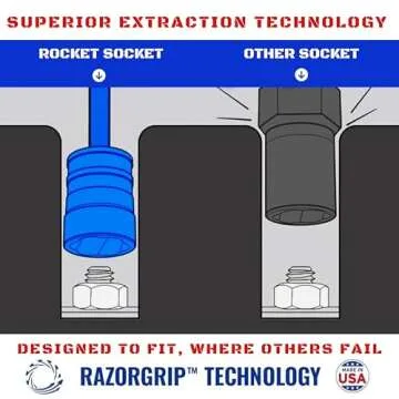 13 Piece Bolt Extractor Set | Made in USA Turbo Sockets for Stripped, Rounded, Frozen Bolts & Nuts | ⅜” Drive Impact Grade Lug Nut & Bolt Remover Kit | Nut Extractor Socket Set