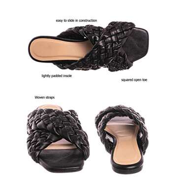 Thick Braided Woven Slides - Womens Open Squared Toe Slip On Mule Slipper