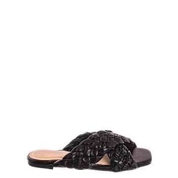 Thick Braided Woven Slides - Womens Open Squared Toe Slip On Mule Slipper