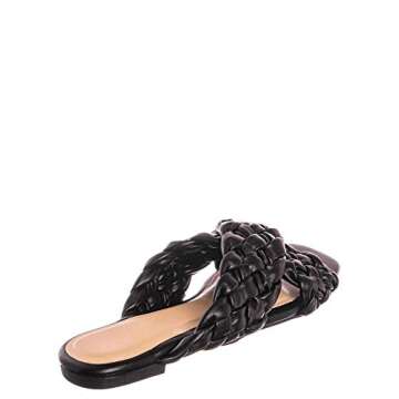 Thick Braided Woven Slides - Womens Open Squared Toe Slip On Mule Slipper