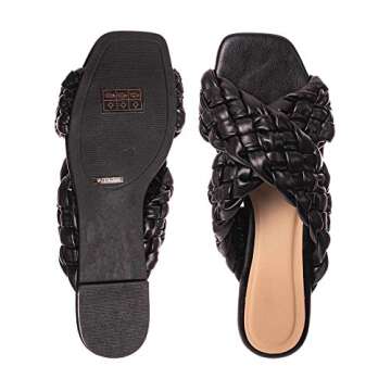 Thick Braided Woven Slides - Womens Open Squared Toe Slip On Mule Slipper