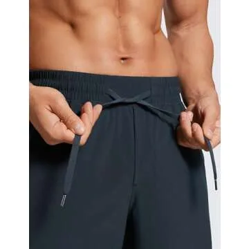 CRZ YOGA Men's Linerless Workout Shorts - 7'' Quick Dry for Running Sports Athletic Gym with Pockets True Navy Large