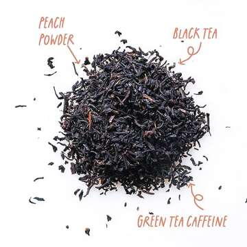 Kubo Tea, Peach Mango Black Iced Tea, Organic High Caffeine Tea, 20 Servings (155mg Caffeine each), Pillow Tea Bags, Compostable Packaging, Healthy Coffee Substitute