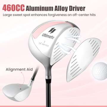 Tangkula 9/10 Pieces Women's Complete Golf Clubs Set Right Hand, Includes 460cc Alloy #1 Driver & #3...