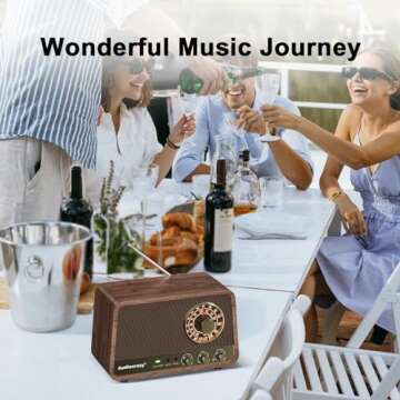 Audiocrazy AM FM Radio Retro Table Top Radio with Bluetooth Speaker,Vintage Wooden Finish Radio Plug in Wall for Home, Office,Aux in, Headphone Jack, Bass Control