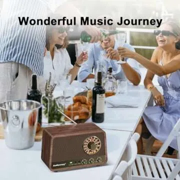 Audiocrazy AM FM Radio Retro Table Top Radio with Bluetooth Speaker,Vintage Wooden Finish Radio Plug in Wall for Home, Office,Aux in, Headphone Jack, Bass Control