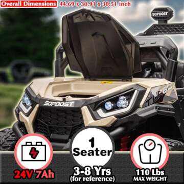 sopbost Kids UTV 24V Electric Vehicle with Remote Control