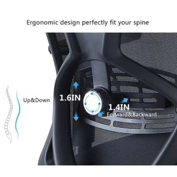 Ticova Ergonomic Office Chair - High Back Desk Chair with Adjustable Lumbar Support & 3D Armrest - 130°Reclining & Rocking Mesh ComputerChair with Thick Seat Cushion & Rotatable Headrest