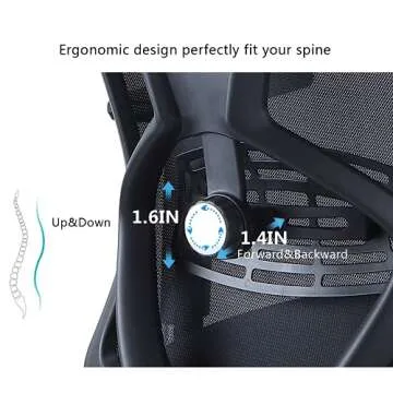 Ticova Ergonomic Office Chair - High Back Desk Chair with Adjustable Lumbar Support & 3D Armrest - 130°Reclining & Rocking Mesh ComputerChair with Thick Seat Cushion & Rotatable Headrest