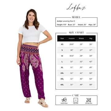 LOFBAZ Harem Pants for Women Yoga Boho Hippie Clothing Womens Palazzo Bohemian Pajama Beach Indian Gypsy Genie Clothes Floral 1 Purple S