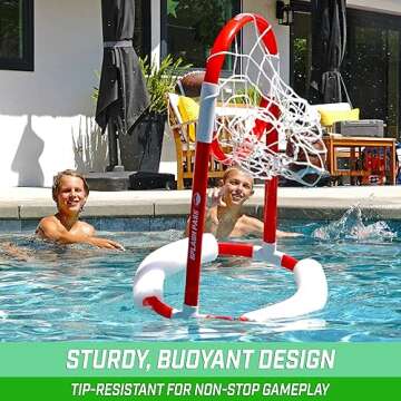 GoSports Splash Pass Floating Pool Football Game Includes Hoop, 4 Footballs and Pump