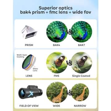 12x50 Monocular Telescope with Smartphone Tripod - Perfect for the Outdoors