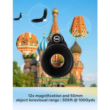 12x50 Monocular Telescope with Smartphone Tripod - Perfect for the Outdoors