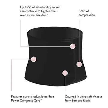 Belly Bandit Viscose From Bamboo Belly Wrap - Our Softest Postpartum Belly Wrap Covered in Bamboo Viscose for Comfy & Gentle Coverage on C-Section, Black, Large