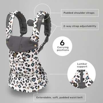 LÍLLÉbaby Complete 6-in-1 Ergonomic Baby Carrier Infant to Toddler with Lumbar Support (7-45 Pounds), 360 Degree Baby Wearing, Inward and Outward Facing (Desert Leopard)
