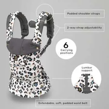 LÍLLÉbaby Complete 6-in-1 Ergonomic Baby Carrier Infant to Toddler with Lumbar Support (7-45 Pounds), 360 Degree Baby Wearing, Inward and Outward Facing (Desert Leopard)