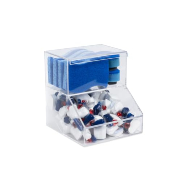 IneVibe Acrylic Dishwasher Pods & Sponge Holder w/Lids - 2 Compartment Container for Storing Deterge...
