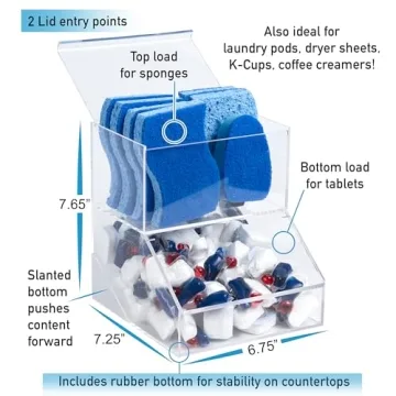 IneVibe Acrylic Dishwasher Pods & Sponge Holder - Stylish Organizer