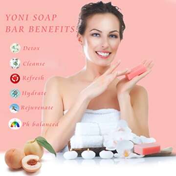 Yoni Soap Bars For Women Vaginal Wash, 2 PCS Organic Handmade Yoni Bar Soap Feminine Wash Soap Natural Yoni Wash Vaginial Deodorants, Ph Balance - Vaginal Care Rose Soap with Bubble Net 3.53 oz