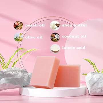 Yoni Soap Bars For Women Vaginal Wash, 2 PCS Organic Handmade Yoni Bar Soap Feminine Wash Soap Natural Yoni Wash Vaginial Deodorants, Ph Balance - Vaginal Care Rose Soap with Bubble Net 3.53 oz