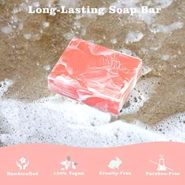 Yoni Soap Bars For Women Vaginal Wash, 2 PCS Organic Handmade Yoni Bar Soap Feminine Wash Soap Natural Yoni Wash Vaginial Deodorants, Ph Balance - Vaginal Care Rose Soap with Bubble Net 3.53 oz