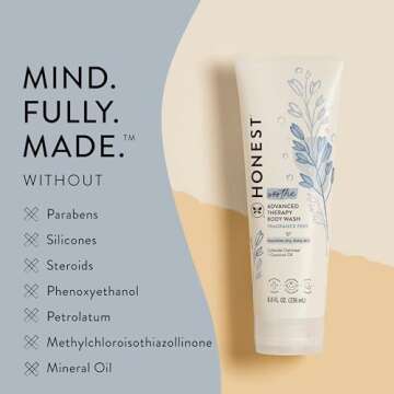 The Honest Company Eczema Soothing Therapy Cleansing Body Wash | Naturally Derived, Gentle for Baby | Prebiotics, Colloidal Oatmeal | 8 oz