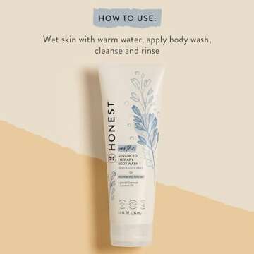 The Honest Company Eczema Soothing Therapy Cleansing Body Wash | Naturally Derived, Gentle for Baby | Prebiotics, Colloidal Oatmeal | 8 oz