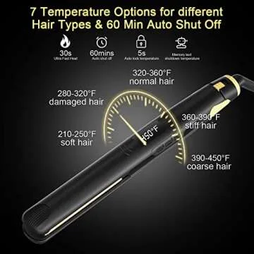 2-in-1 Hair Straightener Flat Iron, Portable Straightener and Curler for All Hairstyles, 30s Fast Heating, Ceramic Tourmaline Hair Straightener Brush for women, Temperature Lock, Anti-Scald & Auto-Off