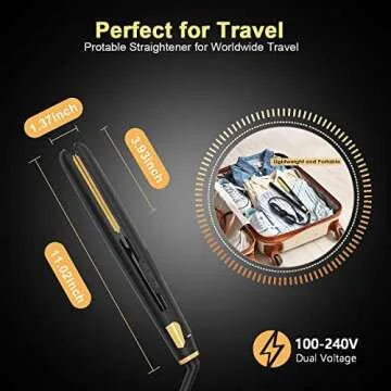 2-in-1 Hair Straightener Flat Iron, Portable Straightener and Curler for All Hairstyles, 30s Fast Heating, Ceramic Tourmaline Hair Straightener Brush for women, Temperature Lock, Anti-Scald & Auto-Off
