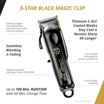 Wahl Professional Cordless Barber Combo Includes Magic Clip Blending Clipper and Detailer Li Trimmer 100 Min Runtime