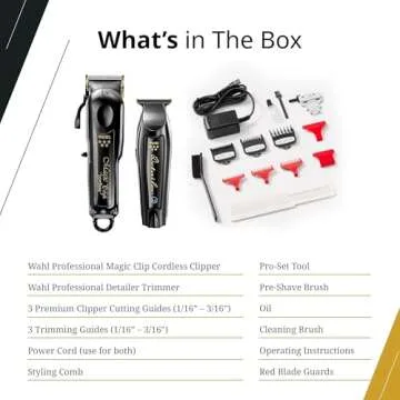 Wahl Professional Cordless Barber Combo Includes Magic Clip Blending Clipper and Detailer Li Trimmer 100 Min Runtime