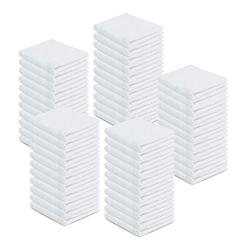 100% Cotton Terry Towels Cleaning Cloths Pack of 50 (12x12 Inches) White Cotton Terry Cloth Bar Rags...