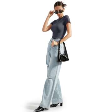 SUUKSESS Women Double Lined Fitted Basic Tee Shirts Crew Neck Short Sleeve Y2K Going Out Crop Tops (Ash, XS)