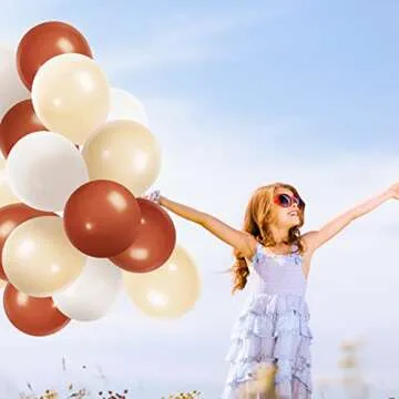 Boho Balloons Neutral Balloon Garland Kit, 107Pcs Brown Nude White Balloons Double Fill Teddy Bear Balloons For Garden Tea Party Pastoral Party Girls Birthday Wedding Decorations