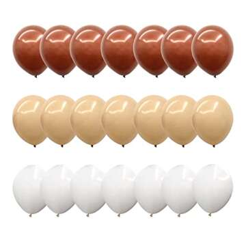 Boho Balloons Neutral Balloon Garland Kit, 107Pcs Brown Nude White Balloons Double Fill Teddy Bear Balloons For Garden Tea Party Pastoral Party Girls Birthday Wedding Decorations