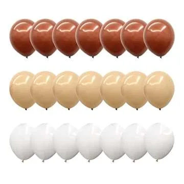 Boho Balloons Neutral Balloon Garland Kit, 107Pcs Brown Nude White Balloons Double Fill Teddy Bear Balloons For Garden Tea Party Pastoral Party Girls Birthday Wedding Decorations