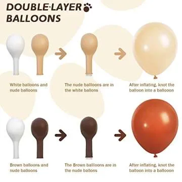 Boho Balloons Neutral Balloon Garland Kit, 107Pcs Brown Nude White Balloons Double Fill Teddy Bear Balloons For Garden Tea Party Pastoral Party Girls Birthday Wedding Decorations