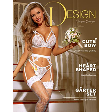 RSLOVE Women Lace Garter Lingerie Set - Plus Size Comfort