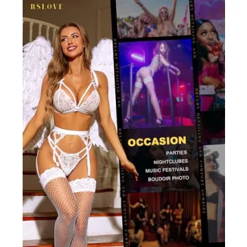 RSLOVE Women Lace Garter Lingerie Set - Plus Size Comfort