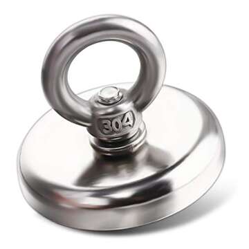 MIKEDE Strong Neodymium Fishing Magnets 6 Pack, 100 lbs(45KG) Pulling Force Rare Earth Magnet with Countersunk Hole Eyebolt Diameter 1.26 inch(32 mm) for Retrieving in River and Magnetic Fishing