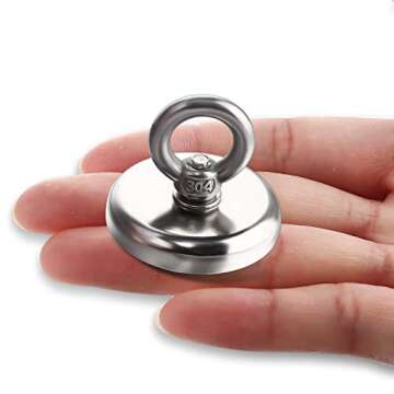 MIKEDE Strong Neodymium Fishing Magnets 6 Pack, 100 lbs(45KG) Pulling Force Rare Earth Magnet with Countersunk Hole Eyebolt Diameter 1.26 inch(32 mm) for Retrieving in River and Magnetic Fishing