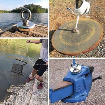 MIKEDE Strong Neodymium Fishing Magnets 6 Pack, 100 lbs(45KG) Pulling Force Rare Earth Magnet with Countersunk Hole Eyebolt Diameter 1.26 inch(32 mm) for Retrieving in River and Magnetic Fishing